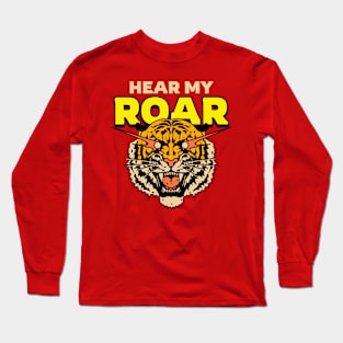 Tiger Roar Laser Eyes Hear My Roar Savage Long Sleeve T-Shirt